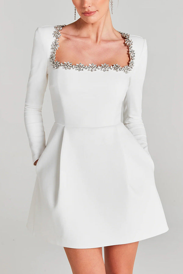 Jewel Neckline A-Line Velvet Party Dress