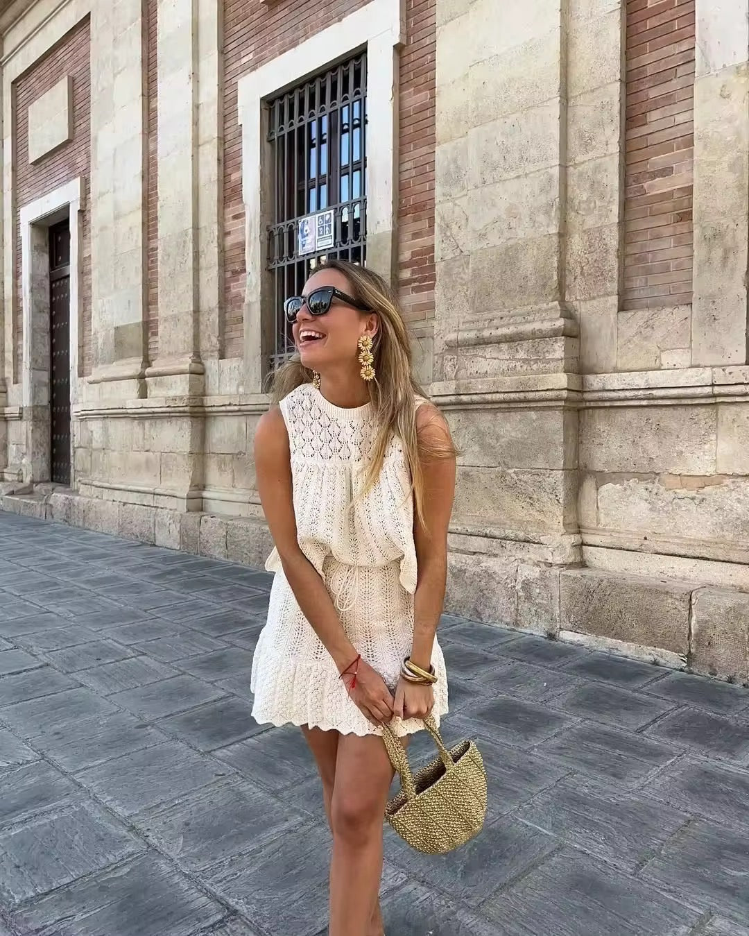 Knitted Two-Piece Set - A-Line Skirt