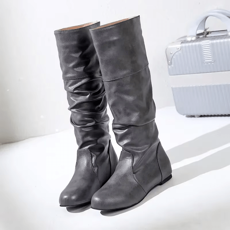 Slouchy Knee-High Boots - Low Stacked Heel