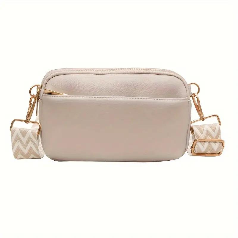 Patterned Strap Crossbody Bag with Gold Hardware