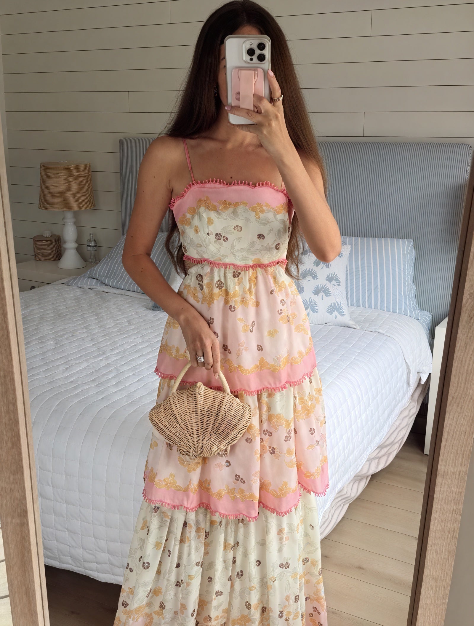 Floral Tiered Sundress with Cutout Details