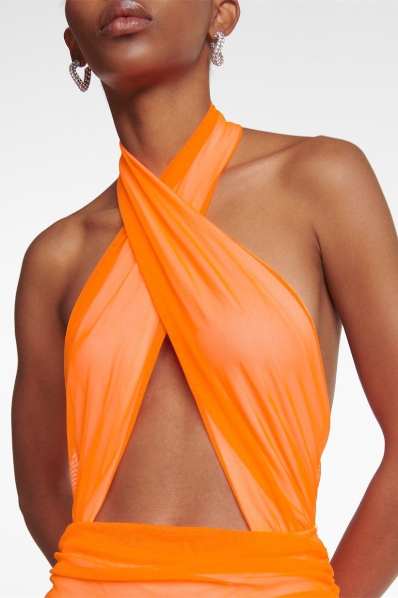 Halter Keyhole Floor-Length Cocktail Dress