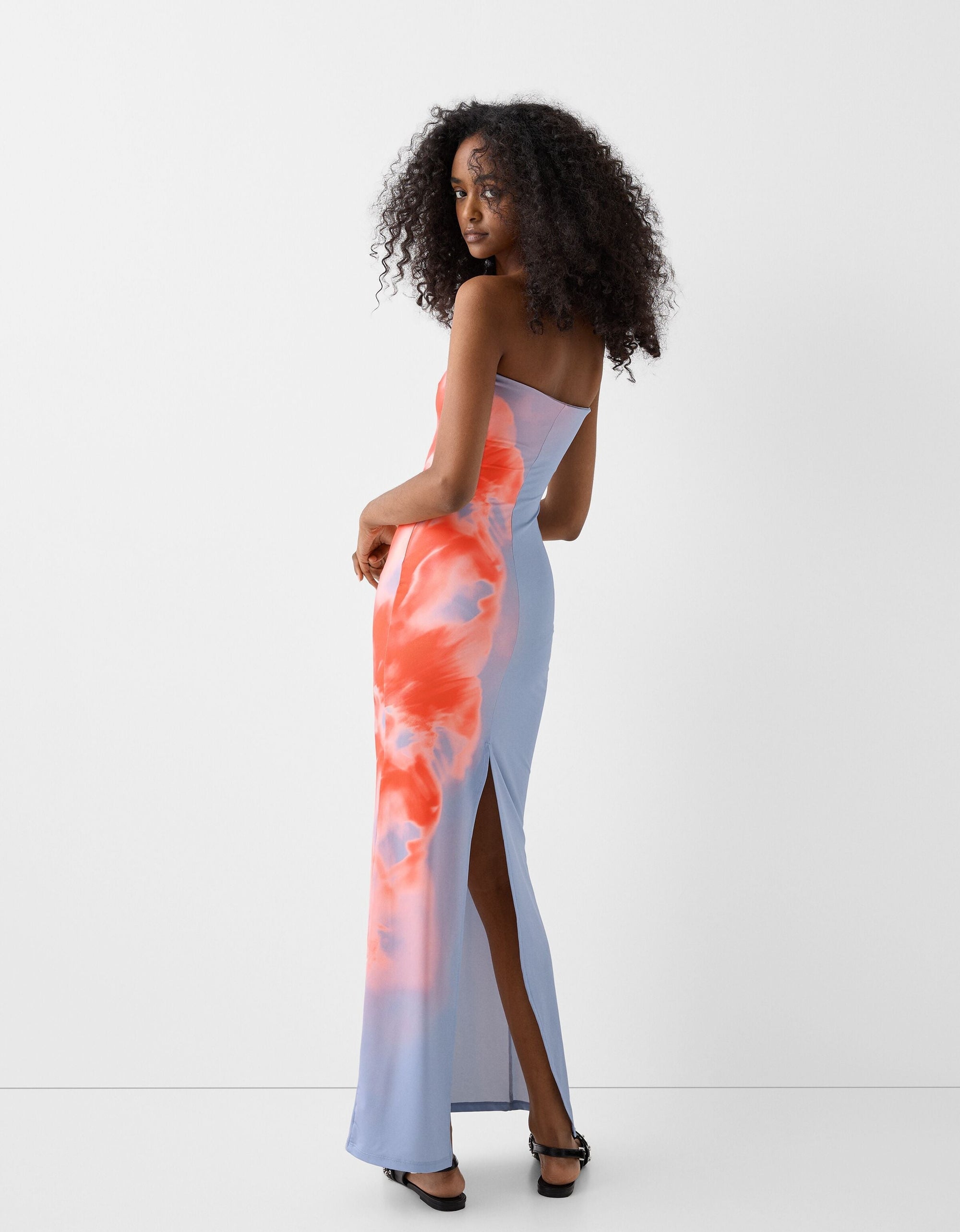 Sculpted Bodycon Midi Dress - Strapless Gradient