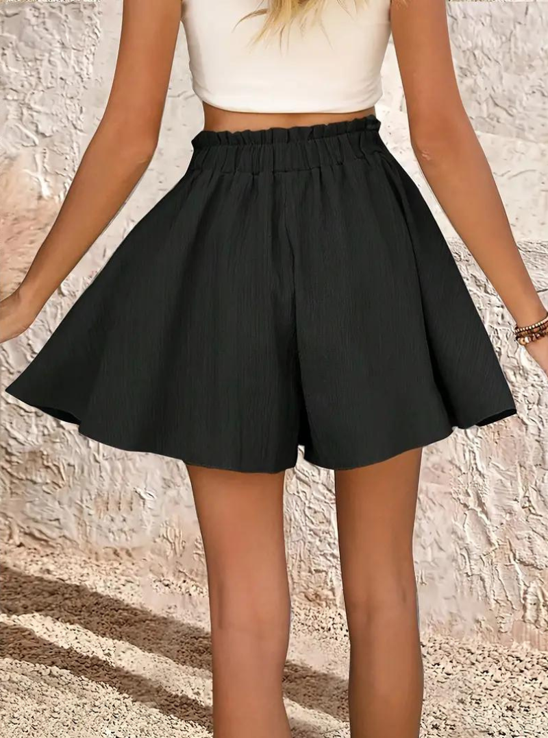 Relaxed Fit Flared High-Waisted Shorts