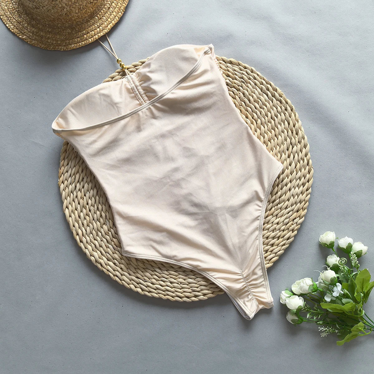 Women's One-Piece Swimsuit – Strapless Cut-Out, High-Cut Leg, Minimalist Style-83762-567d3ab6-706a-4363-b198-d6f5baa73395