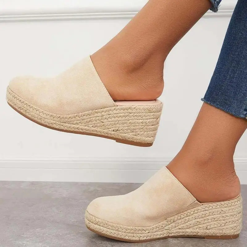 Women's Suede Slip-On Espadrille Wedge Heel Shoes-83367-584b2090-2f5c-496b-8028-d0f227420619