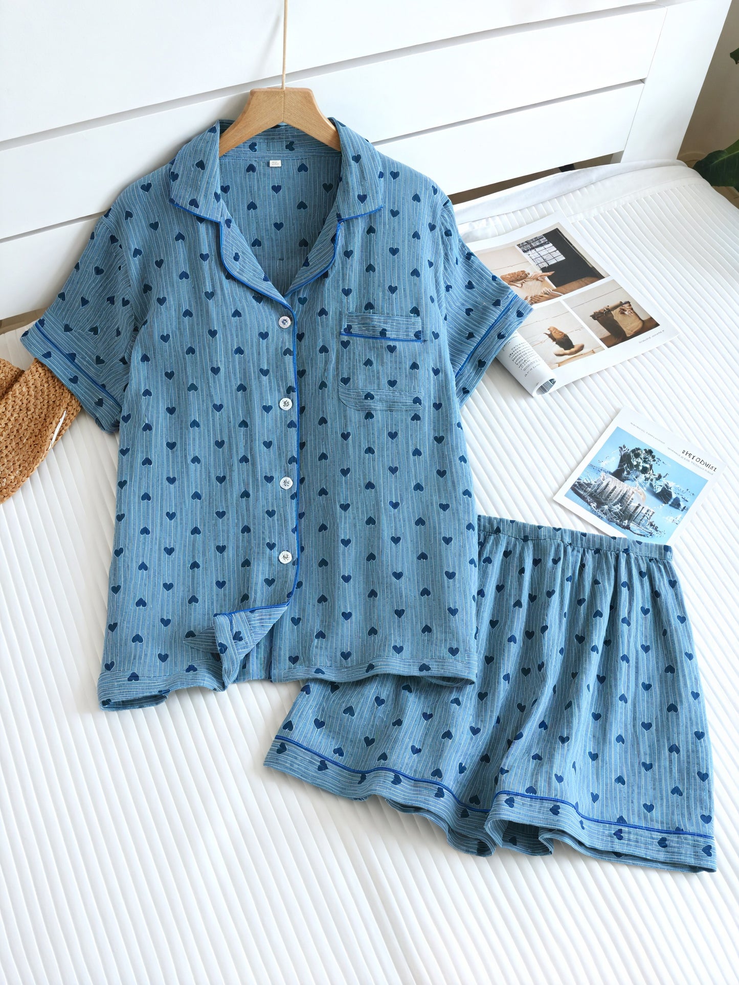 Heart Pattern Sleepwear Set - Relaxed Fit