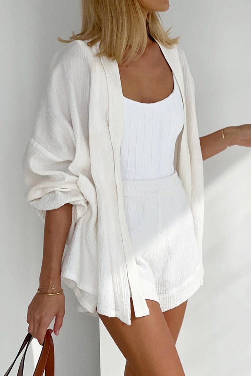High-Waisted Short Set - Wrap Top & Belt