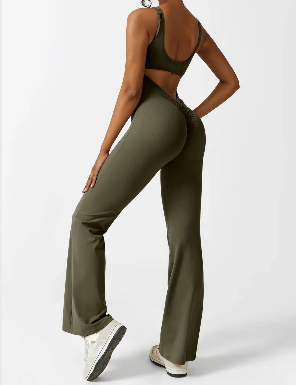 Women's Sleeveless Jumpsuit – Open Back, Flare Leg, Form-Fitting, Stretchy-83507-5eb18eeb-0ef8-47d7-8e77-7853a9b3406b