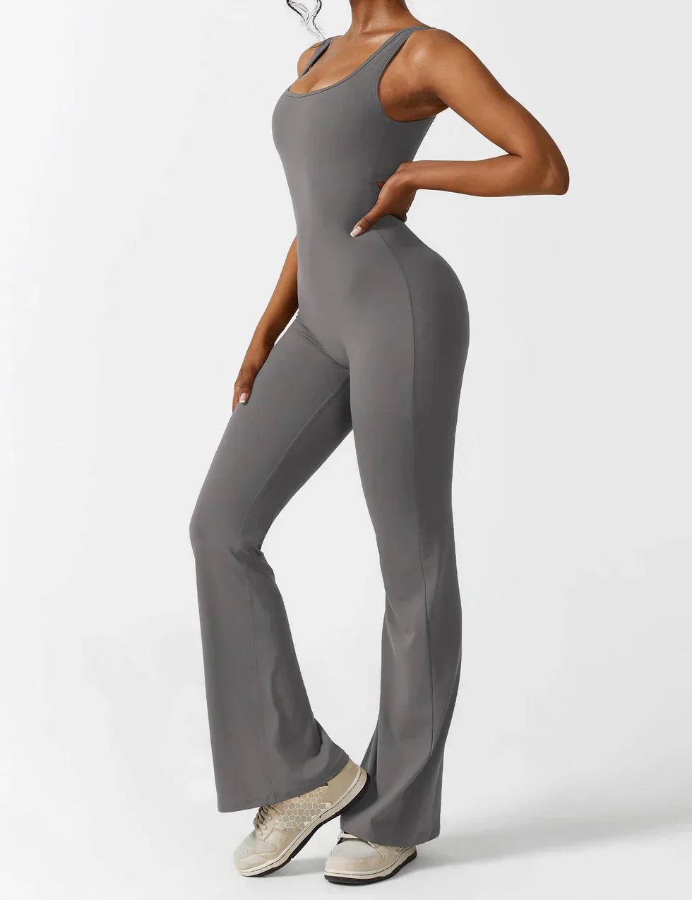 Women's Sleeveless Jumpsuit – Open Back, Flare Leg, Form-Fitting, Stretchy-83507-6013542f-b088-4661-bcdf-4ee0658b996e