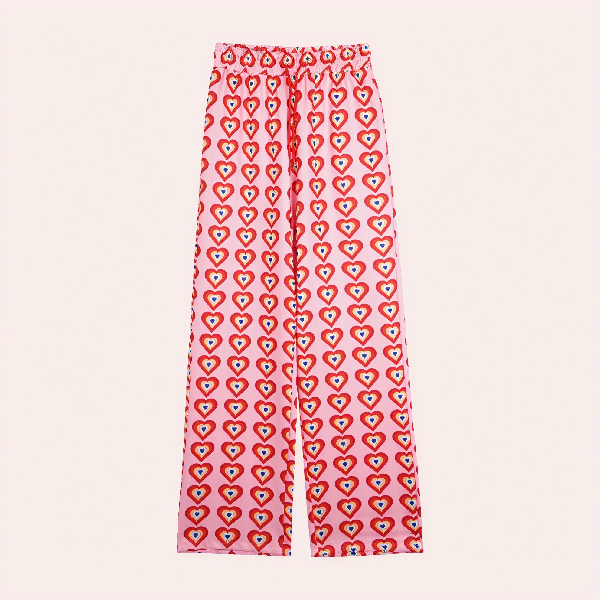 Heart Pattern Wide-Leg Casual Pants