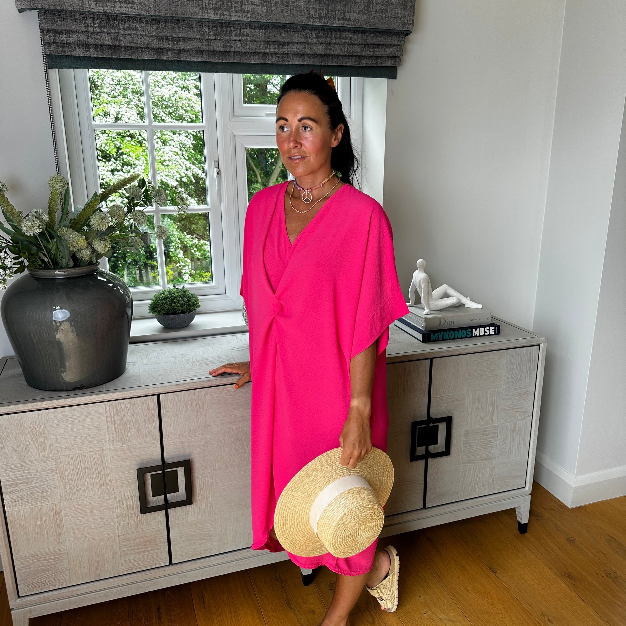 Knot-Waist Dress with Asymmetrical Hem