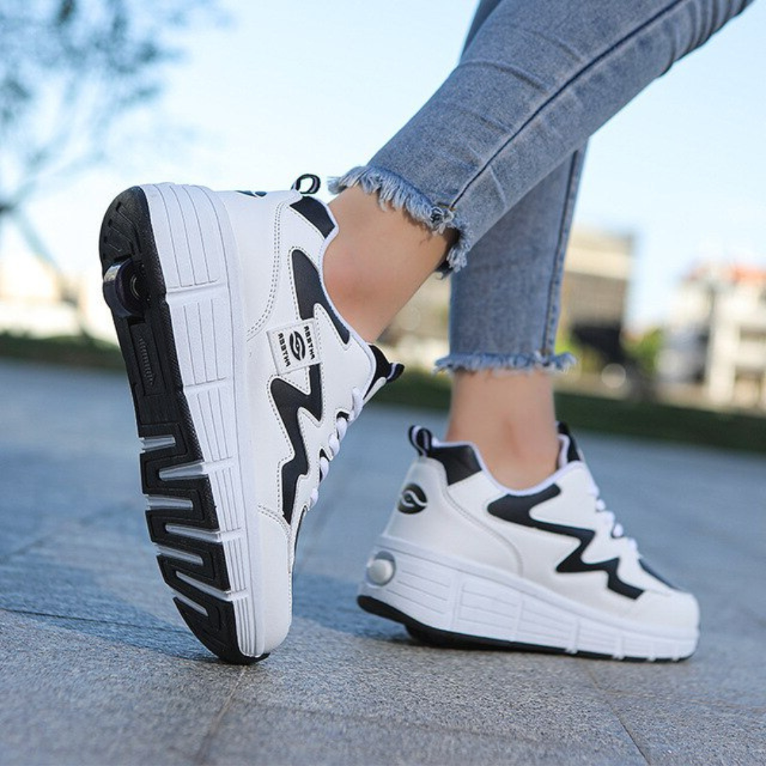 Street Style Skate Shoes - Roller Wheels, Thick Sole