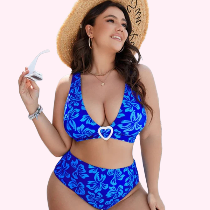 Tropical Swimwear Set - High-Waisted Bikini