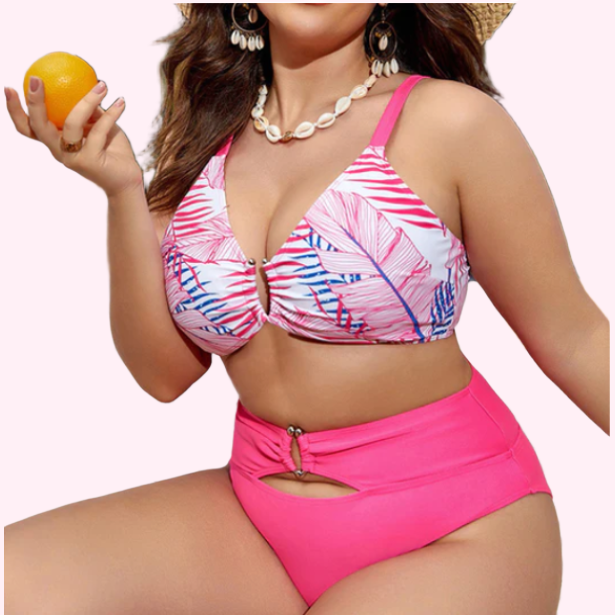 Tropical Swimwear Set - High-Waisted Bikini