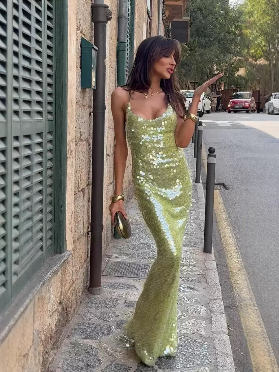 Basicfold Women's Sequin Maxi Dress – Spaghetti Strap, Eye-Catching-83278-64d4180c-f1a5-4f0e-a5d7-86bbdabc9c86