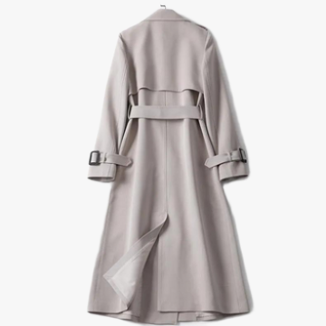 Double-Breasted Trench Coat - Belted Waist