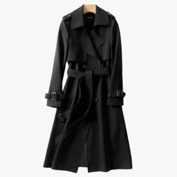 Double-Breasted Trench Coat - Belted Waist