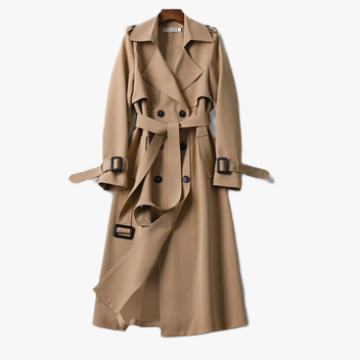 Double-Breasted Trench Coat - Belted Waist