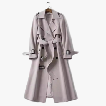 Double-Breasted Trench Coat - Belted Waist