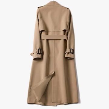 Double-Breasted Trench Coat - Belted Waist