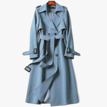 Double-Breasted Trench Coat - Belted Waist