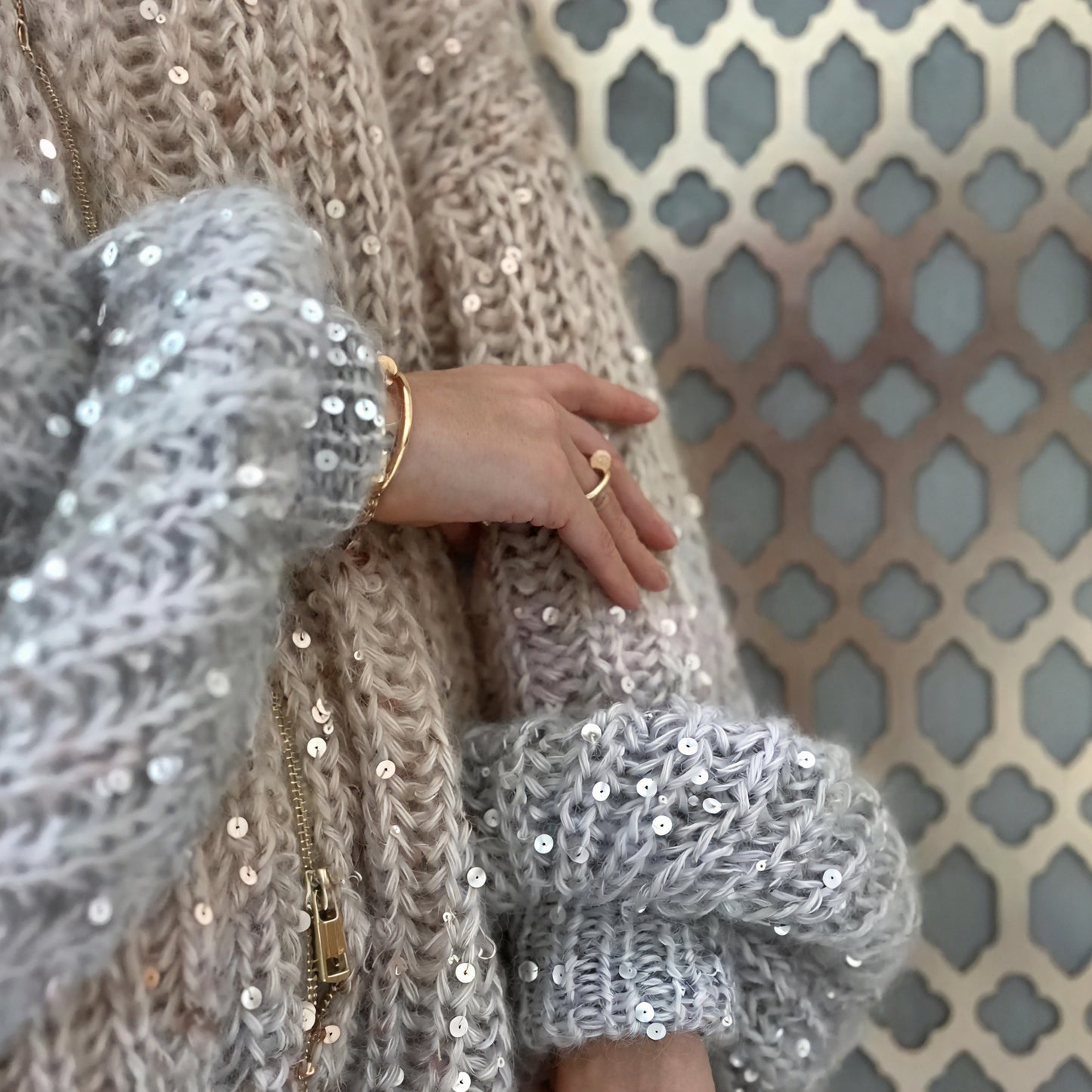 Long Dress with Chunky Knit Cardigan