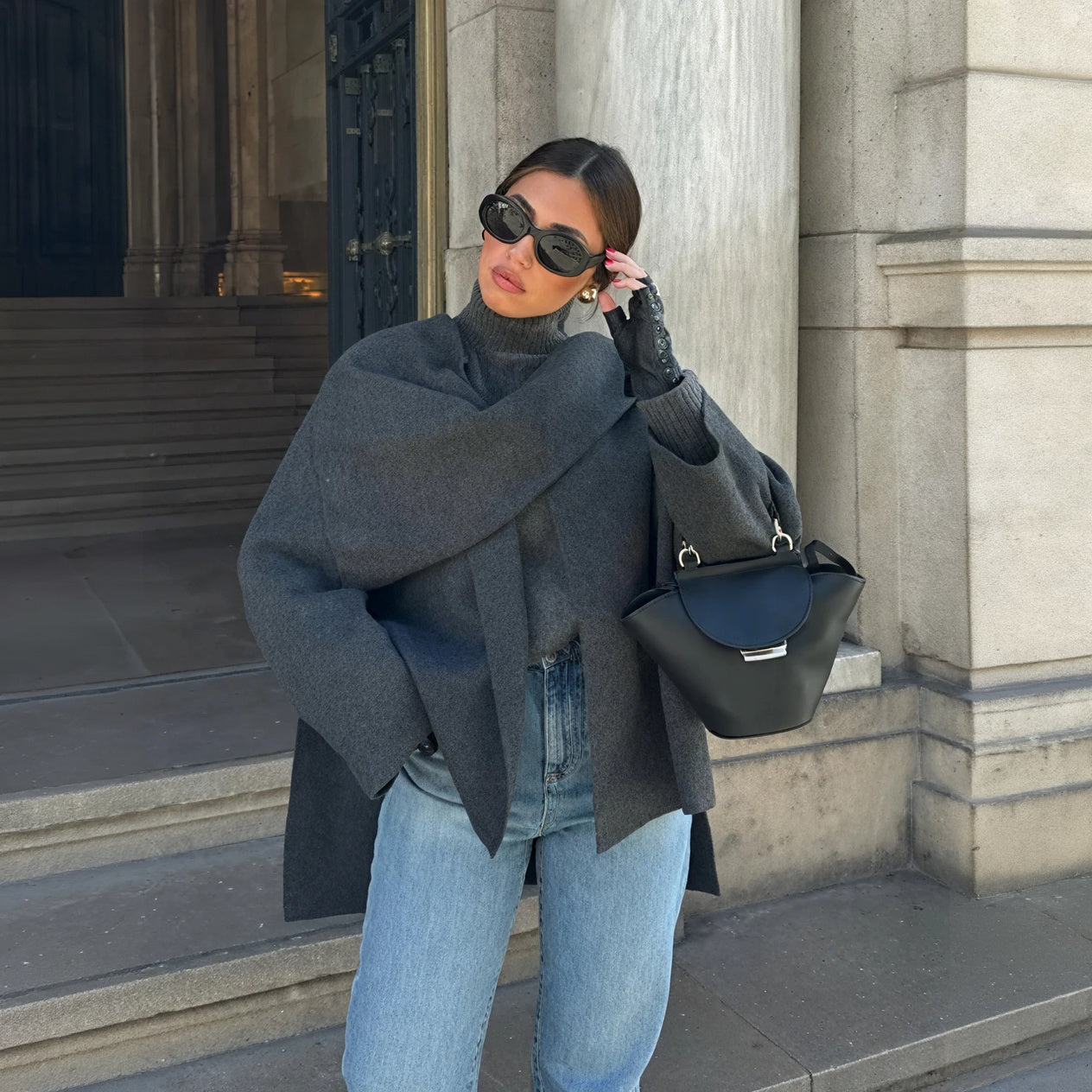 Draped Collar Coat - Tailored Fit Outerwear