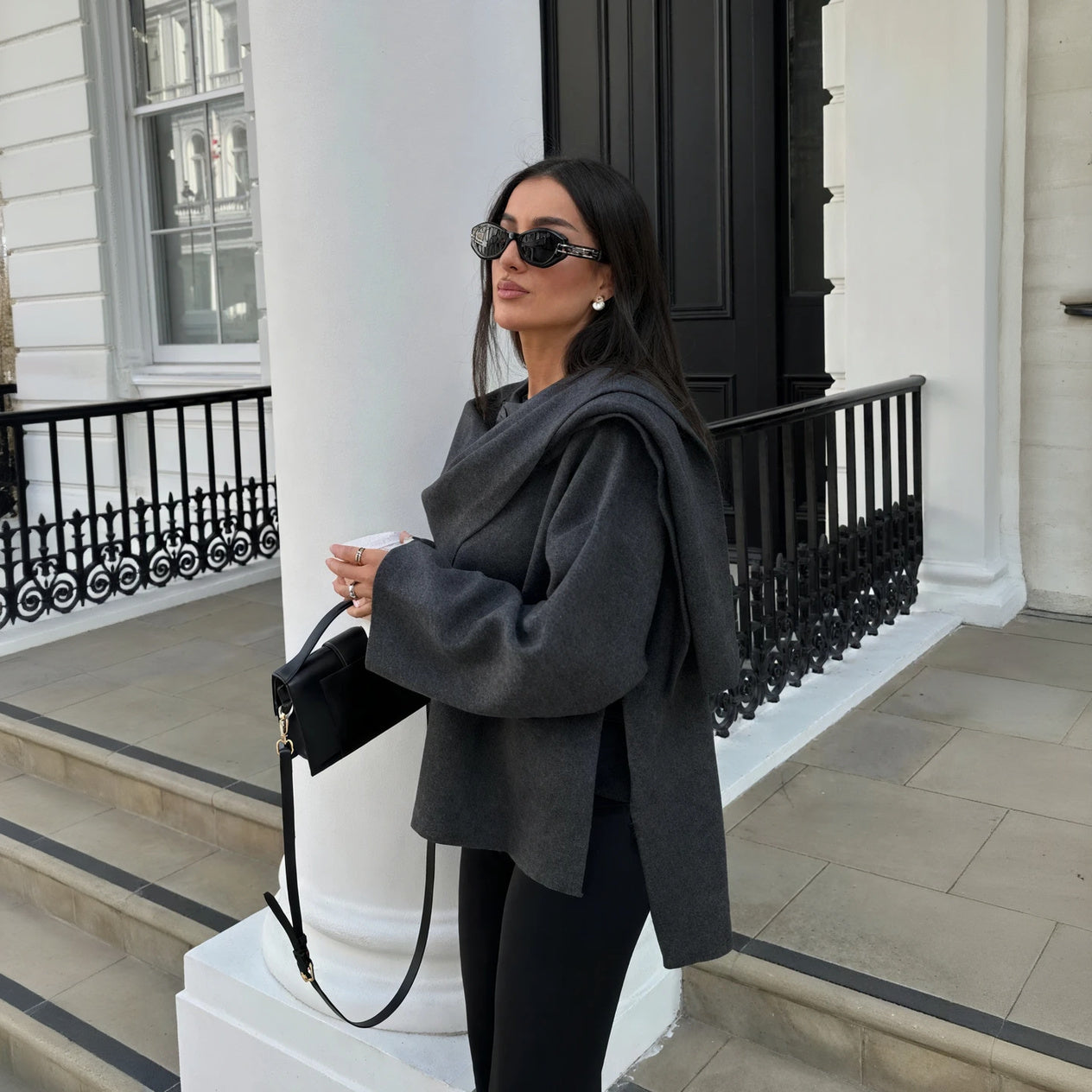 Draped Collar Coat - Tailored Fit Outerwear