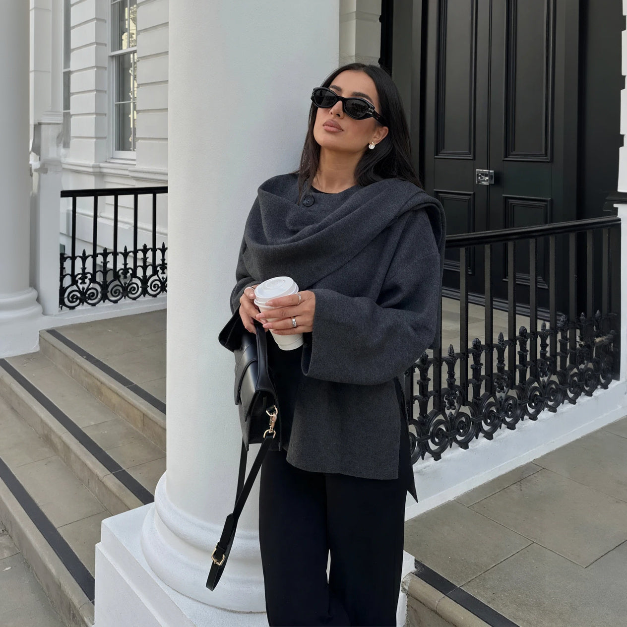 Draped Collar Coat - Tailored Fit Outerwear