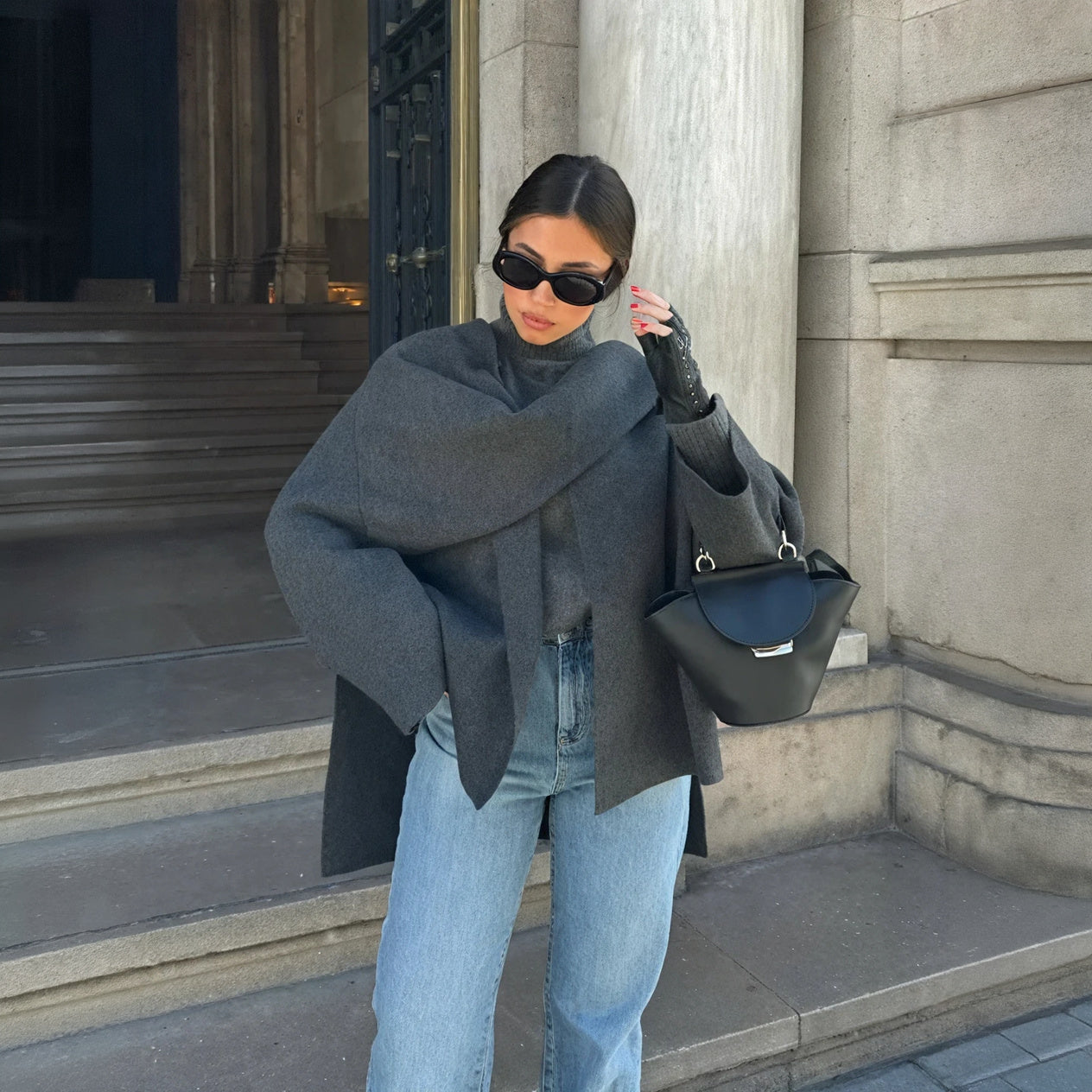 Draped Collar Coat - Tailored Fit Outerwear