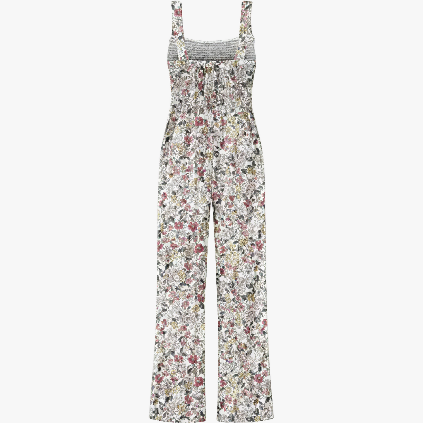 Floral Wide-Leg Jumpsuit - Square Neck