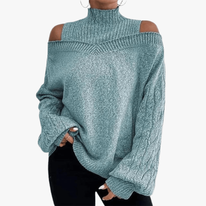 Off-the-Shoulder Cable Knit Sweater