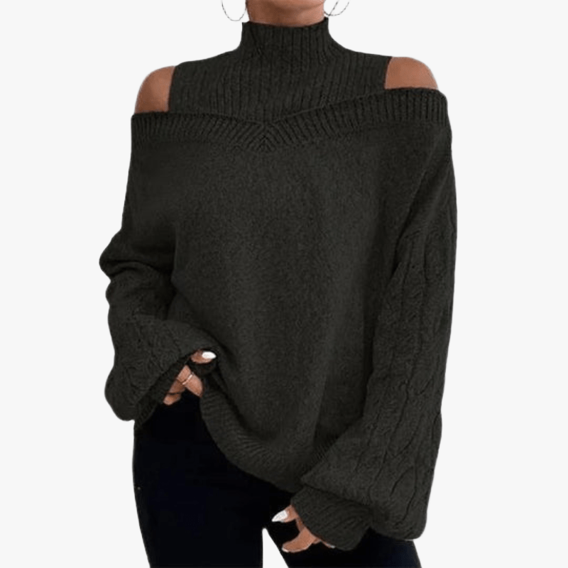 Off-the-Shoulder Cable Knit Sweater