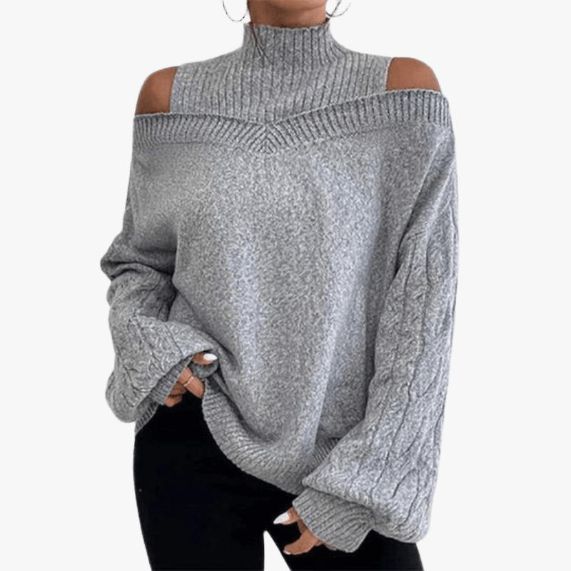 Off-the-Shoulder Cable Knit Sweater