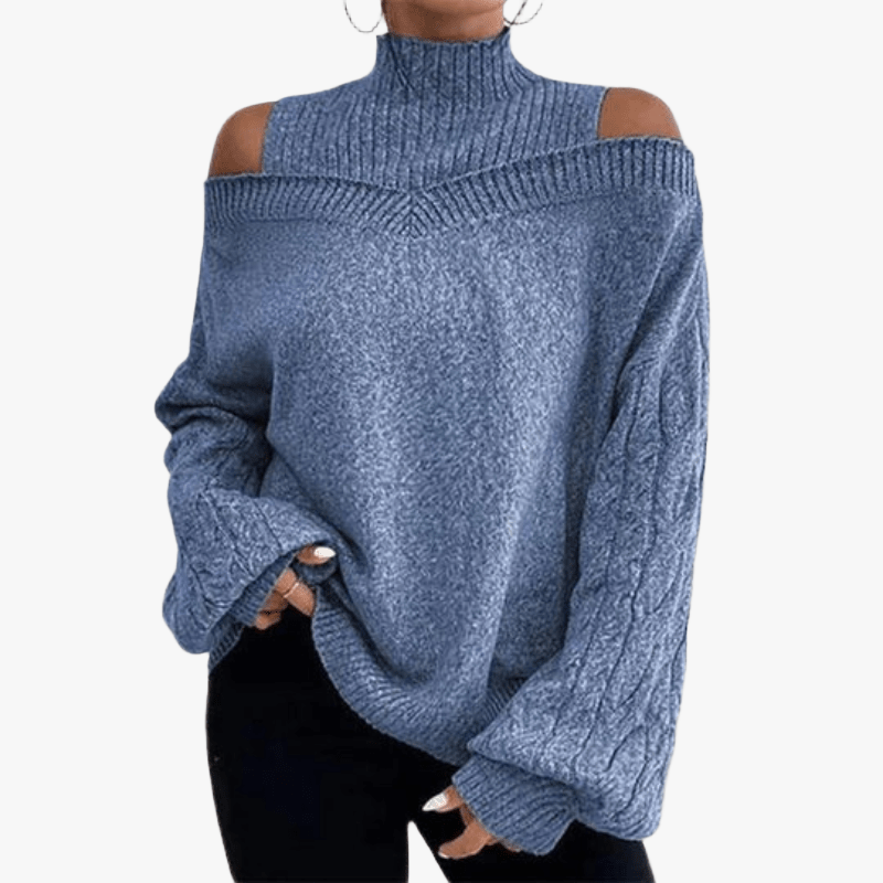 Off-the-Shoulder Cable Knit Sweater