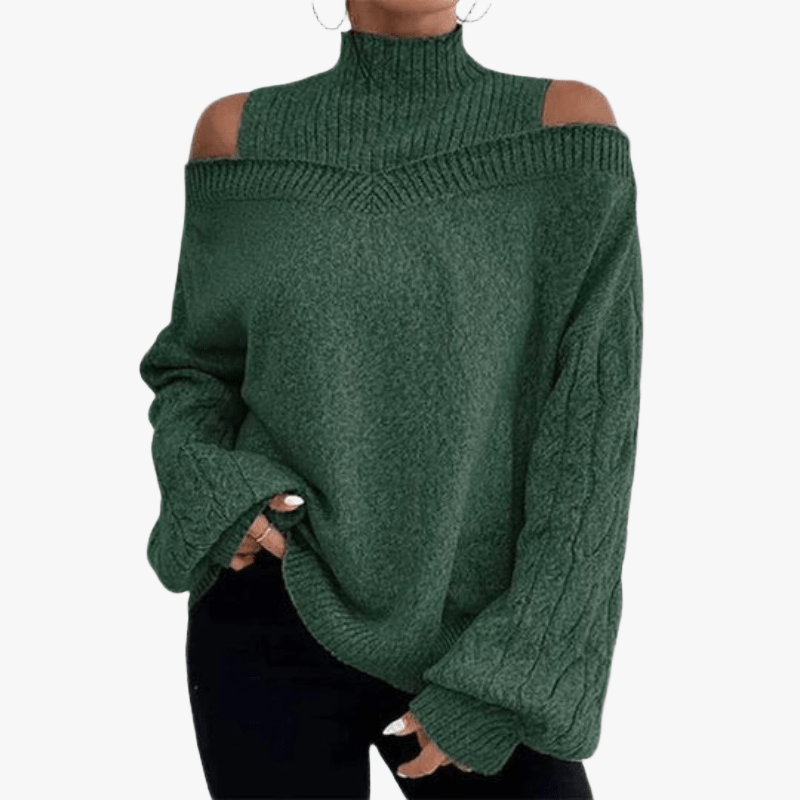 Off-the-Shoulder Cable Knit Sweater