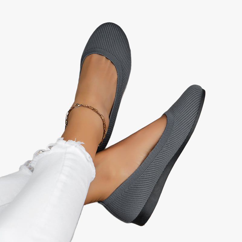 Knit Ballet Flats - Cushioned Comfort, Lightweight