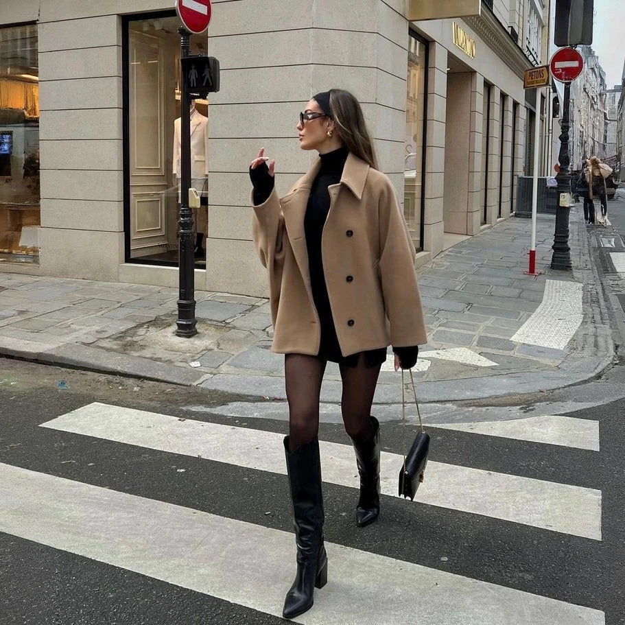 Wool Coat - Oversized Fit, Button Front