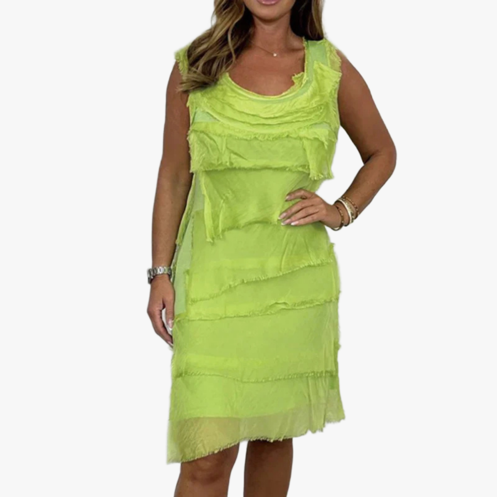 Tiered Summer Dress - Sleeveless Knee-Length