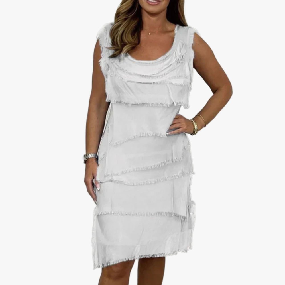 Tiered Summer Dress - Sleeveless Knee-Length