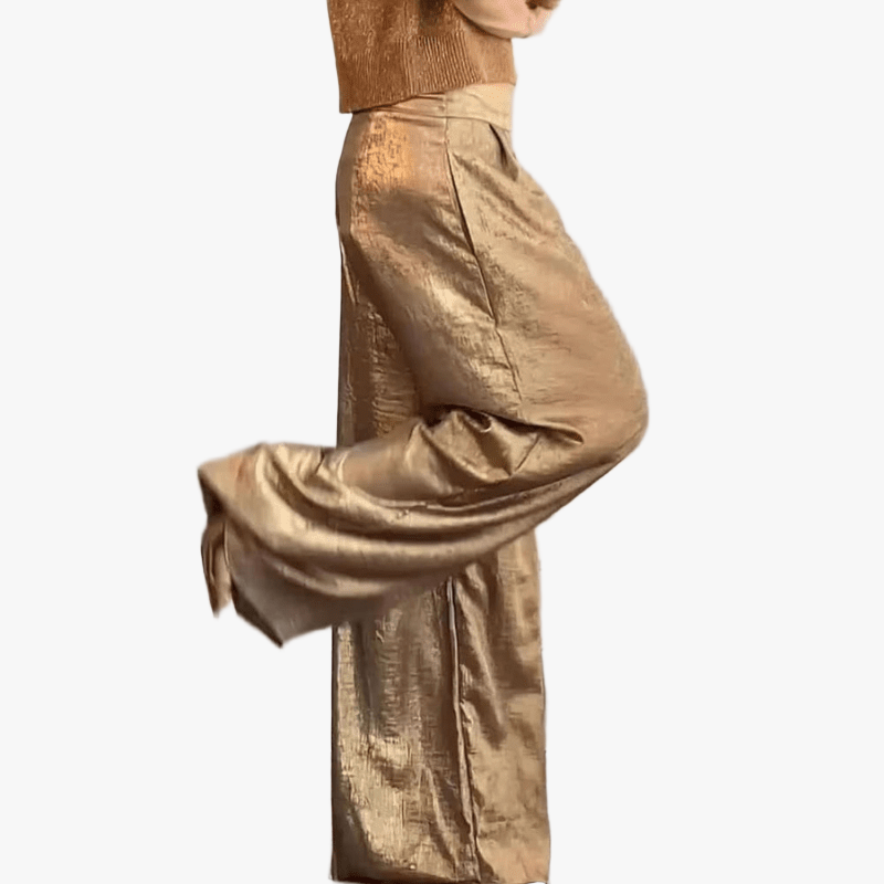 Wide Leg Pantaloons - High Waist Pleated Front