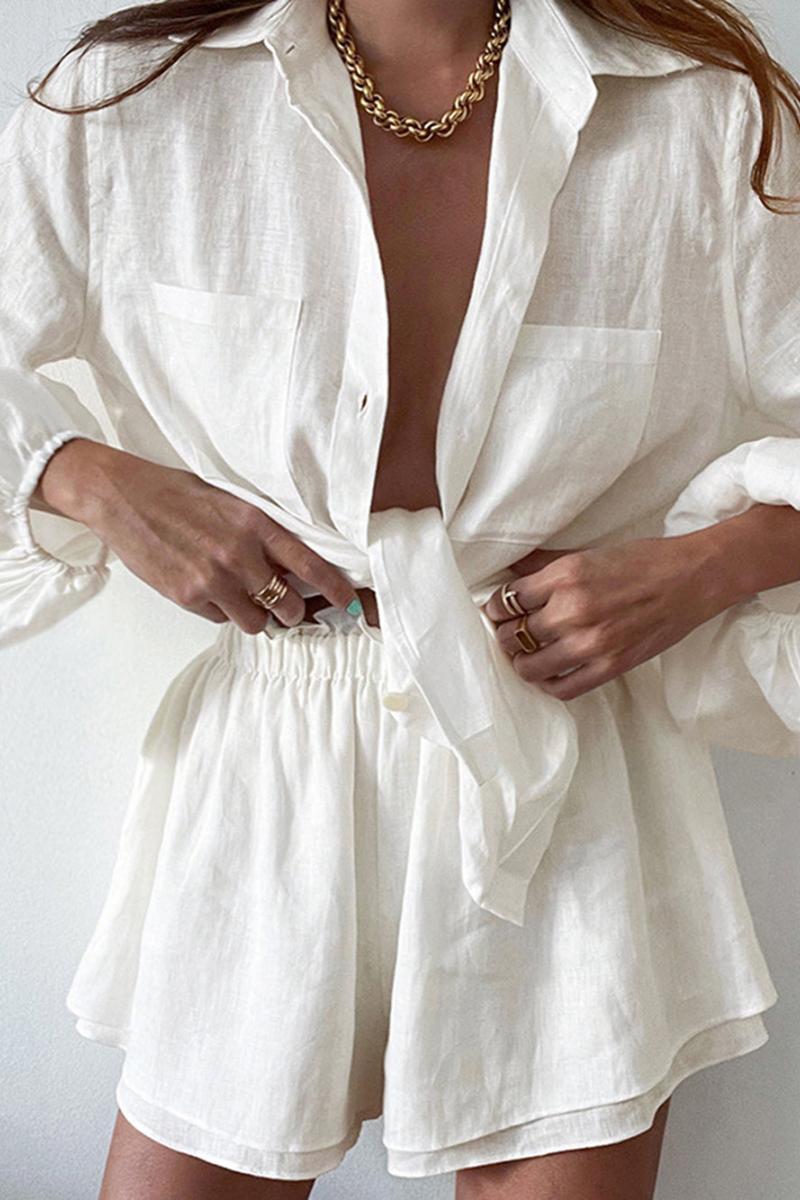 Linen Two-Piece Set - Relaxed Fit Tie Waist