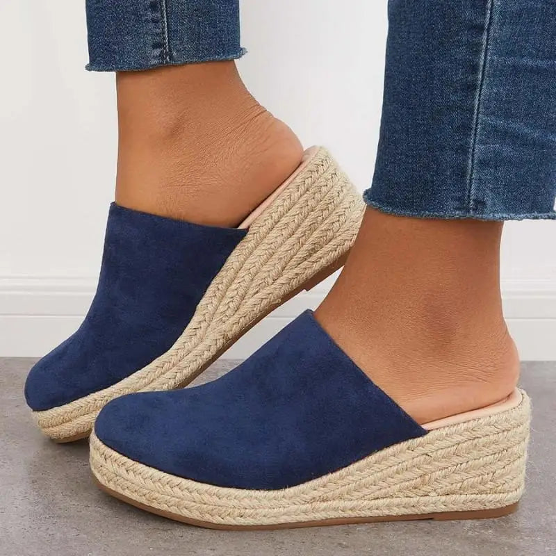 Women's Suede Slip-On Espadrille Wedge Heel Shoes-83367-6a0e0668-7c4f-48fb-b50b-aea27e9a0aba