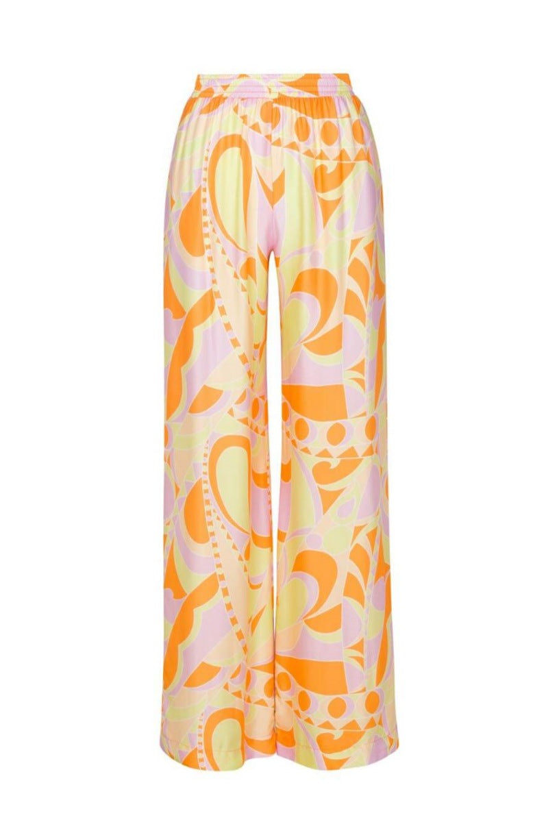 Geometric Print Silky Set - Bra & Wide Leg