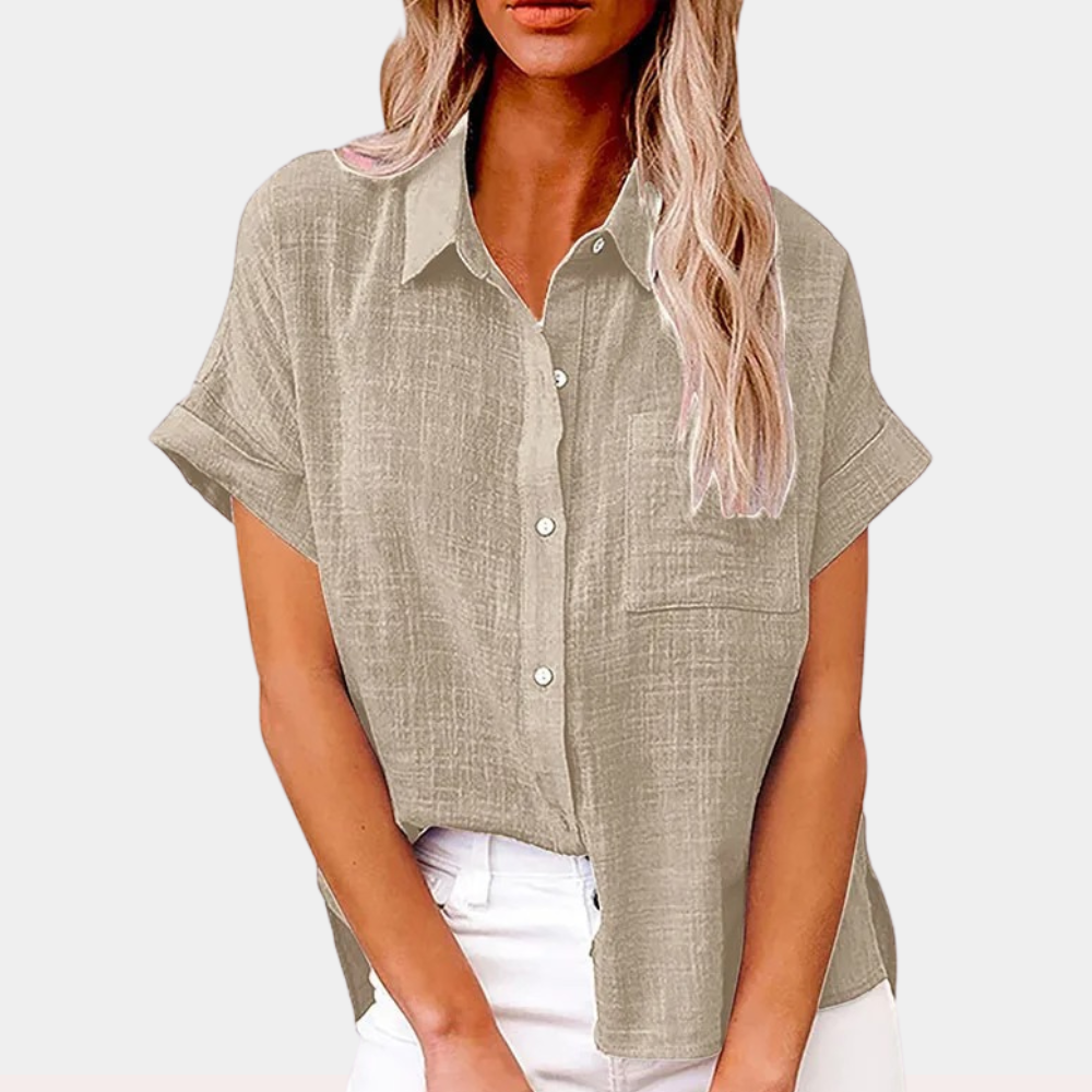 Relaxed Fit Button-Down Top - Cuffed Sleeves