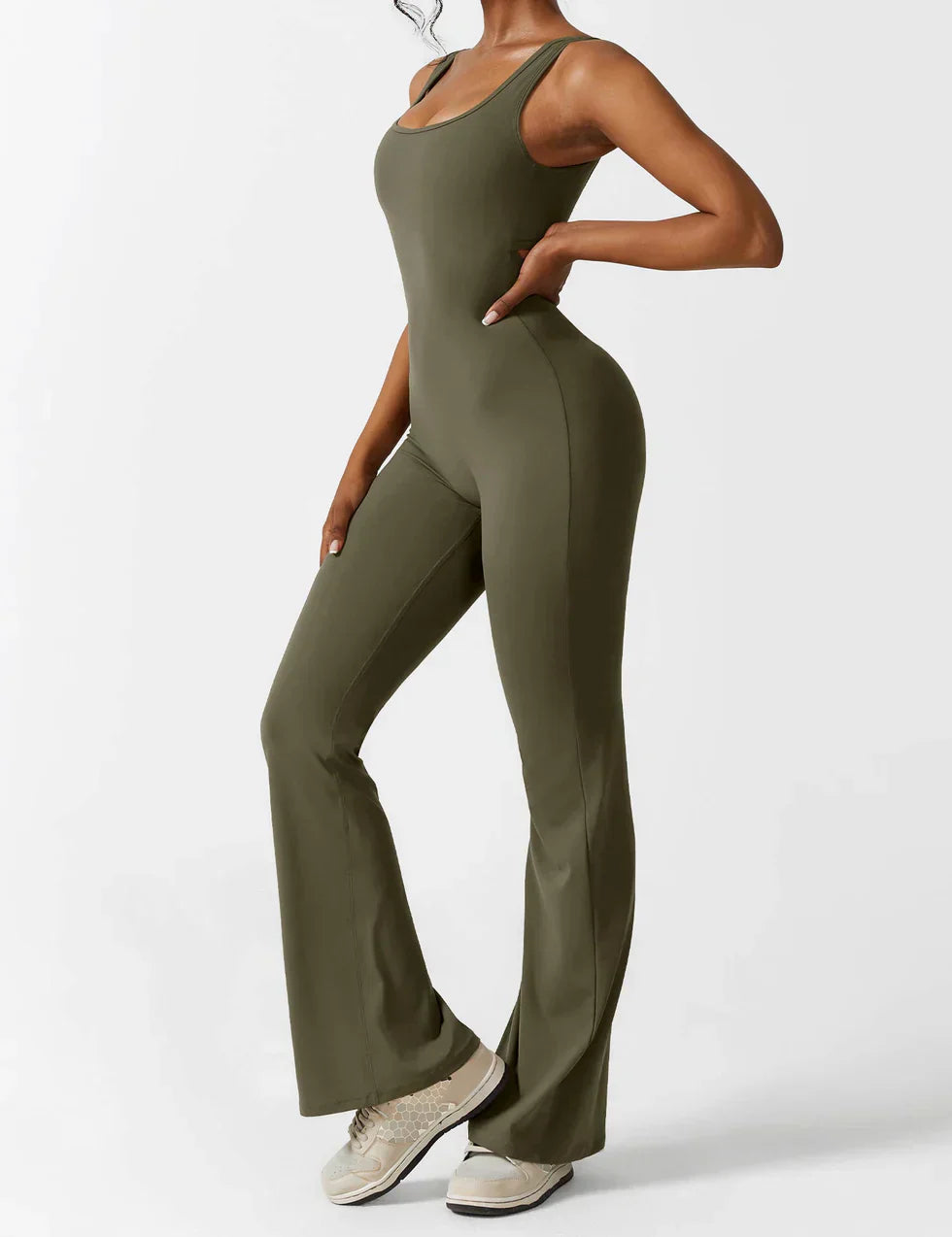 Women's Sleeveless Jumpsuit – Open Back, Flare Leg, Form-Fitting, Stretchy-83507-6d55c191-a491-43dc-8e20-48e7d645de86