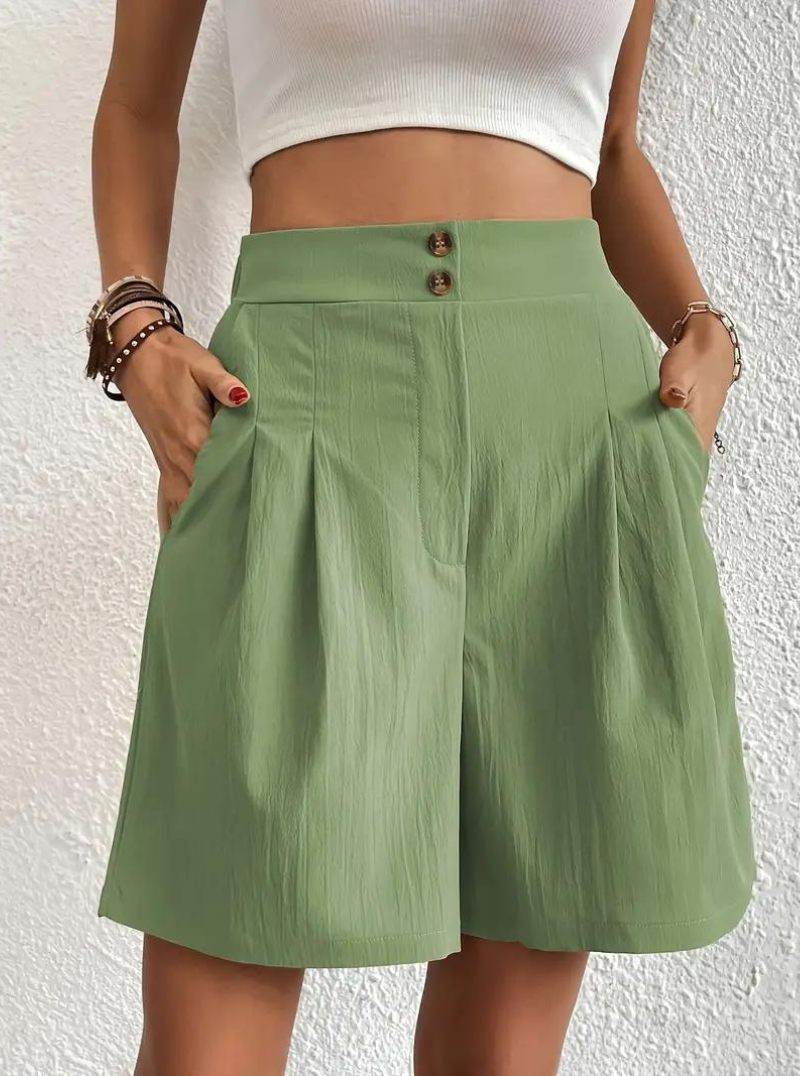 Women's High-Waist Pleated Shorts with Pockets – Versatile Style-82558-6d925a80-1723-4d0b-b035-45a06a0bf68b