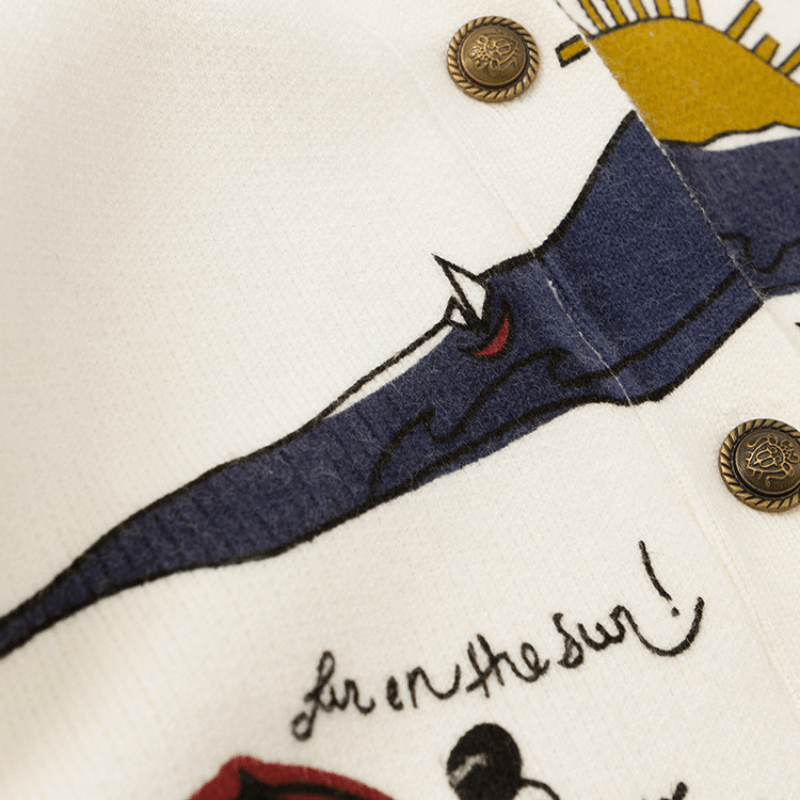 Embroidered Oversized Cardigan with Pockets