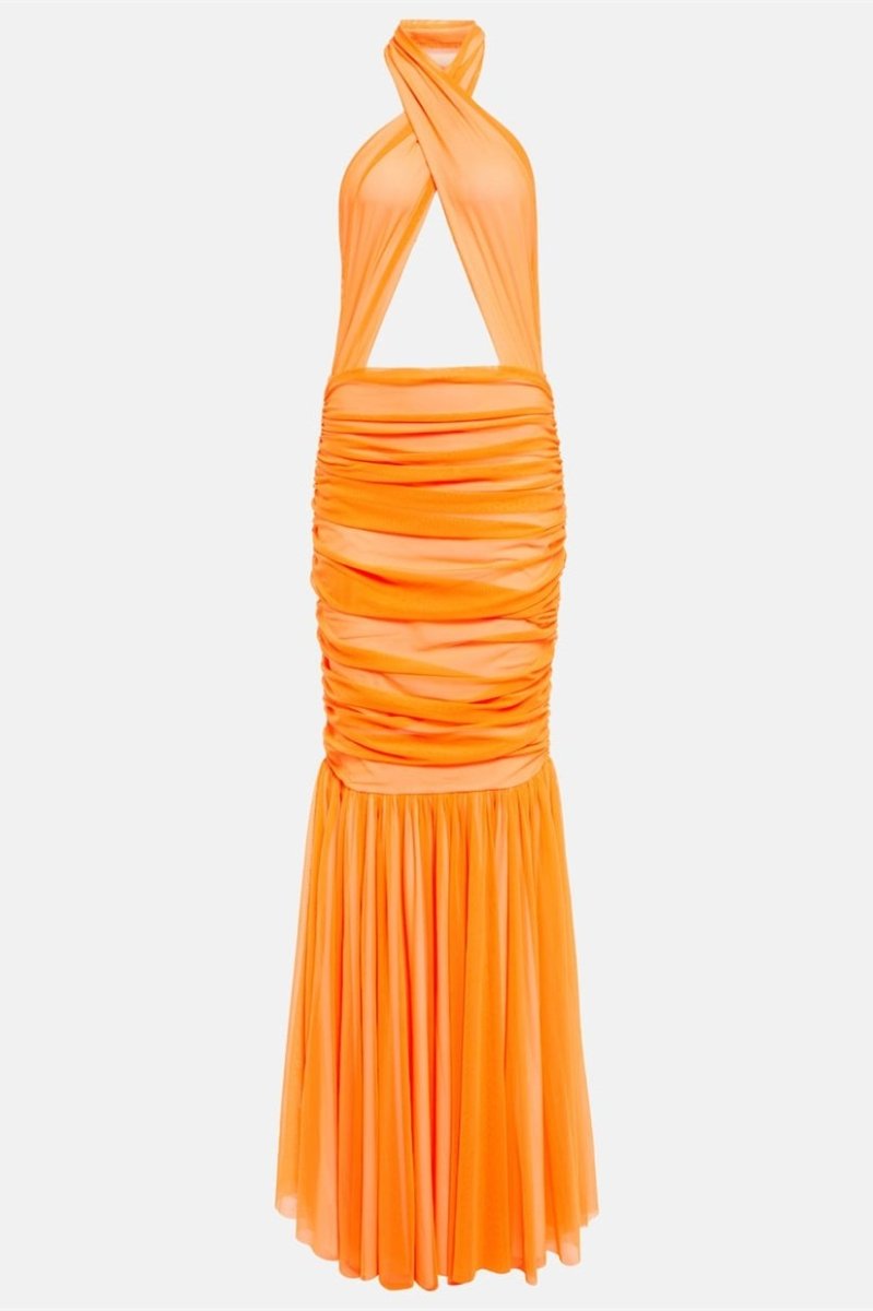 Halter Keyhole Floor-Length Cocktail Dress